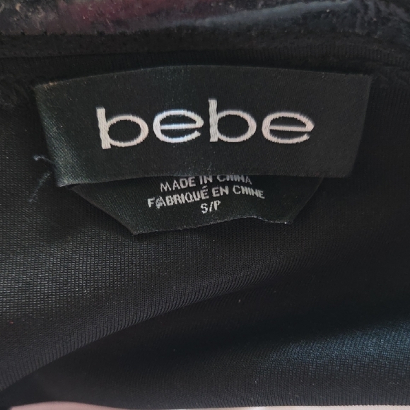 bebe Strapless Dress with Black and Neon Yellow Pattern - Picture 9 of 10